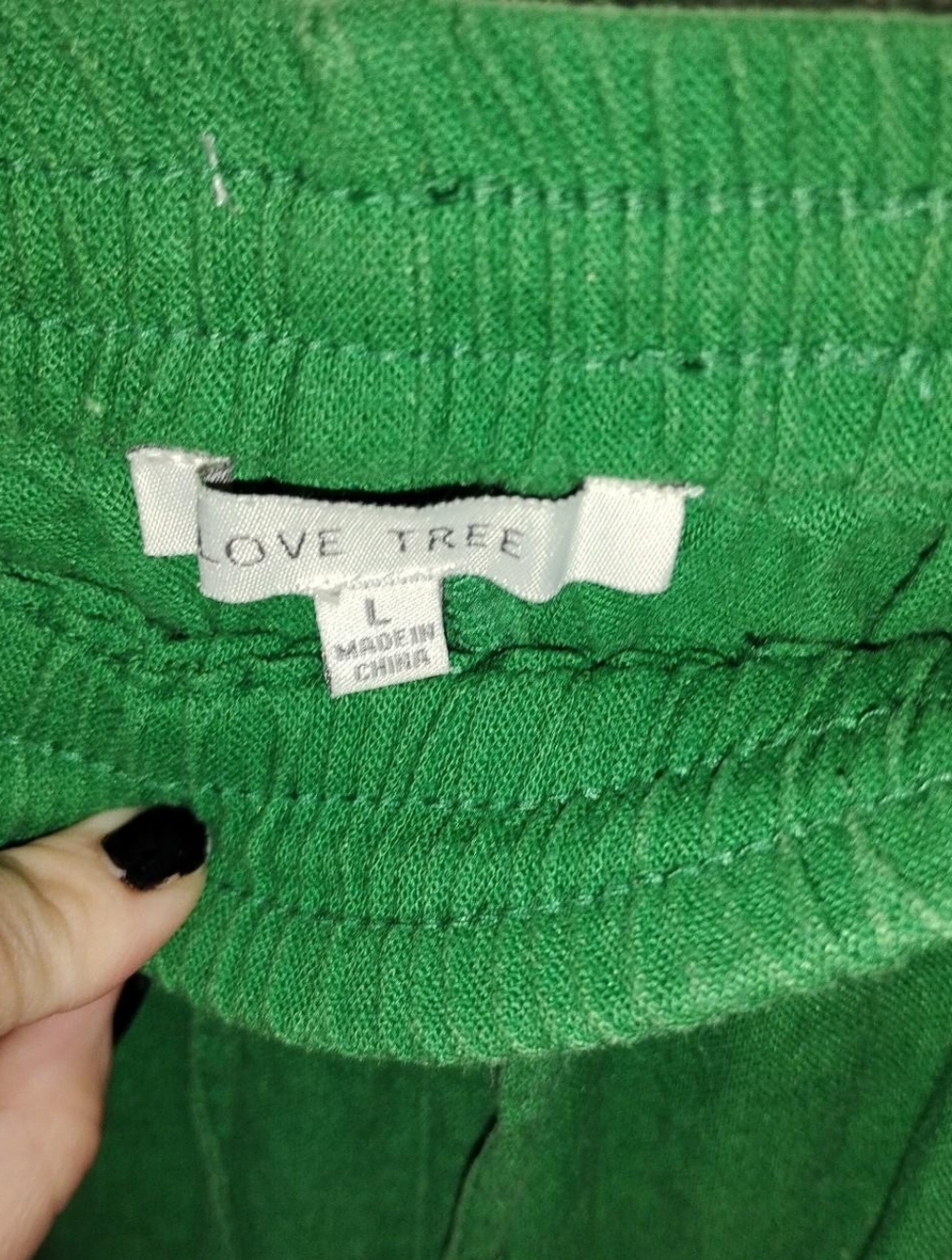 Love Tree Kelly Green Cargo Jogger Pants Size Large - Linen Blend Style - Picture 5 of 5